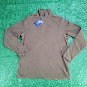 Chaps 1/4 Zip Long  Fleece Pullover Men's Sweatshirt Size Medium Brown Blue New